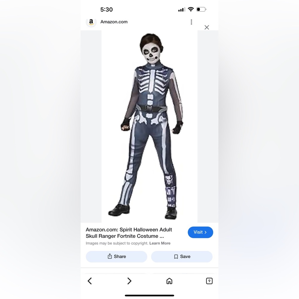 Fortnite Youth Skull Ranger Costume - by Spirit Halloween NEVER OPENED